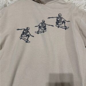 Men's Tan Skeleton Skateboard Hoodie